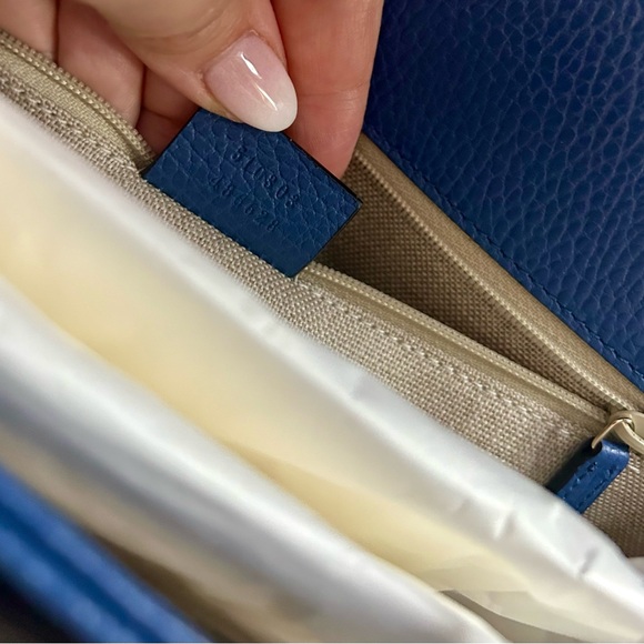 NEW Gucci Interlocking GG logo Blue Caspian Chain Large Bag - Picture 9 of 16